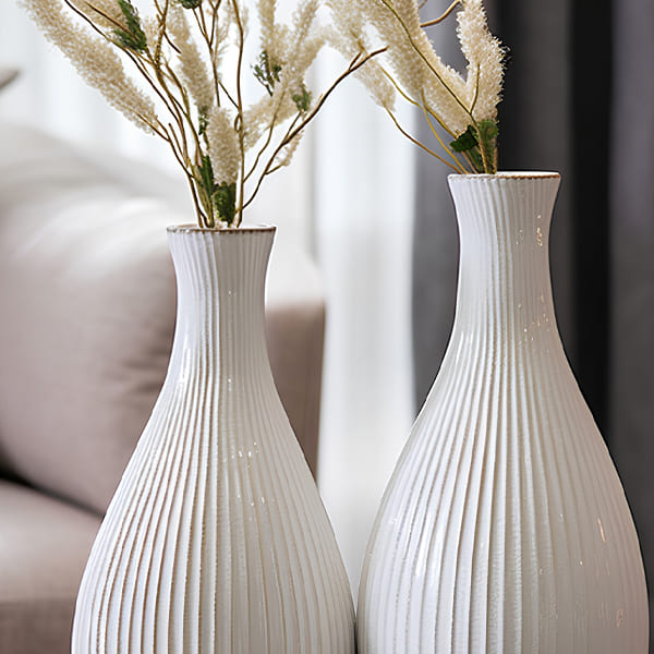 Fluted White Vases