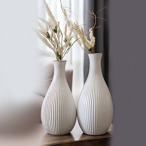Fluted White Vases