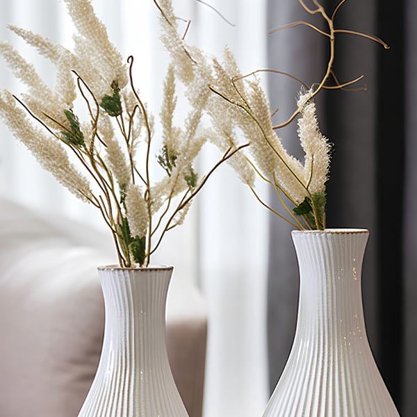 Fluted White Vases