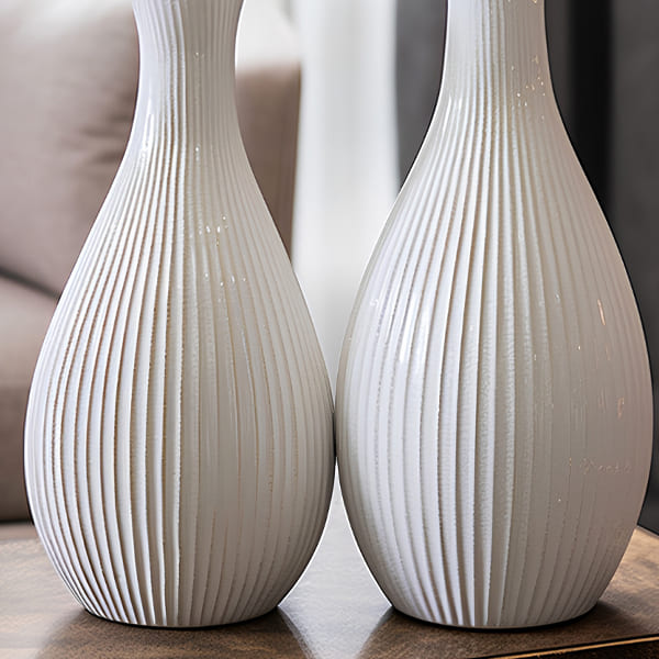 Fluted White Vases