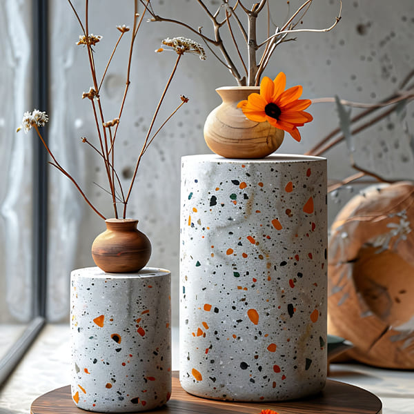 Terrazzo Pedestal Vases