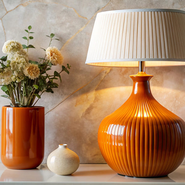 Ribbed Ochre Lamp