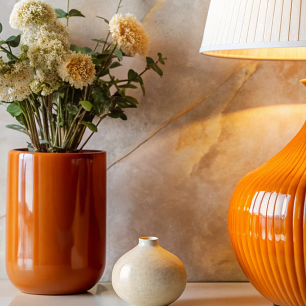 Ribbed Ochre Lamp